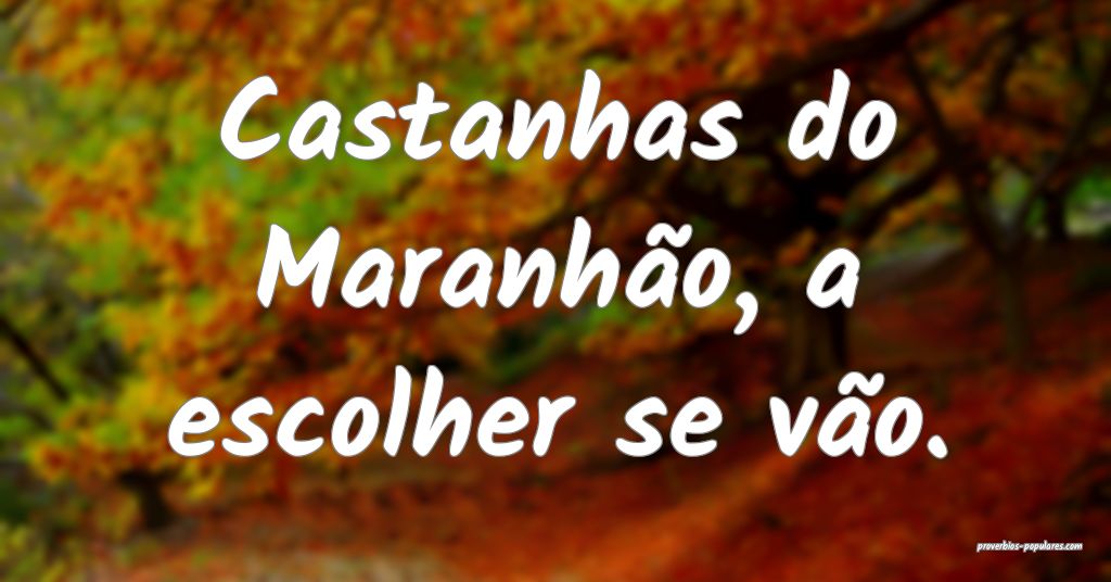 Castanhas do Maranhão, a escolher se vão.
...