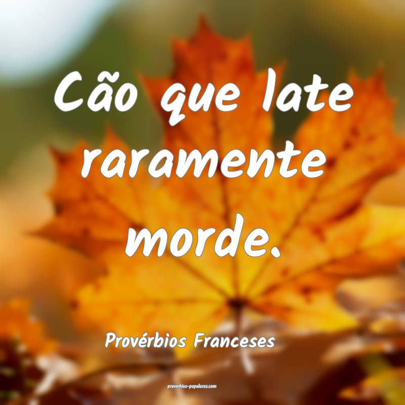 Provérbios Franceses - Cão que late raramente mo ...