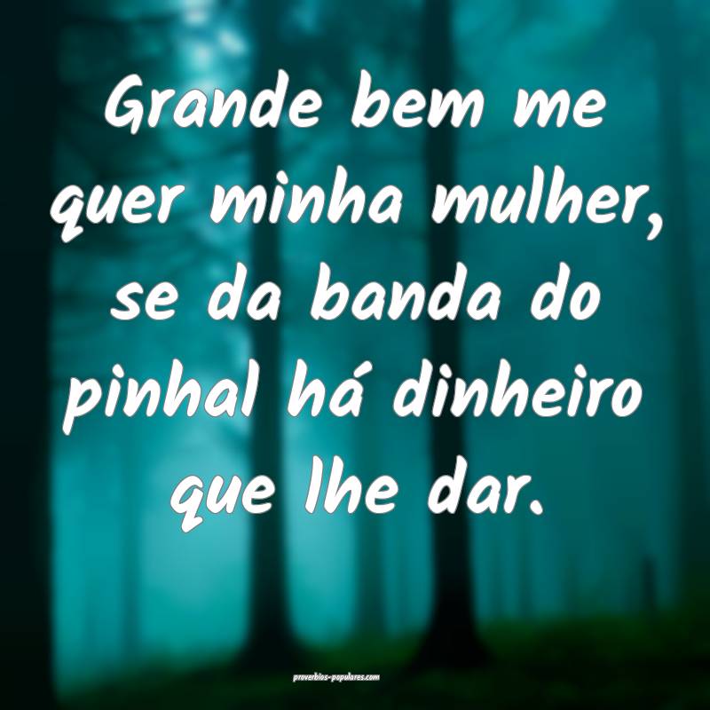 Grande bem me quer minha mulher, se da banda do pinhal há dinheiro qu...