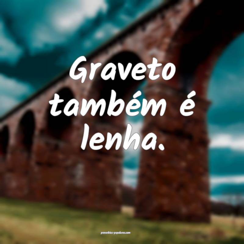 Graveto também é lenha.
...