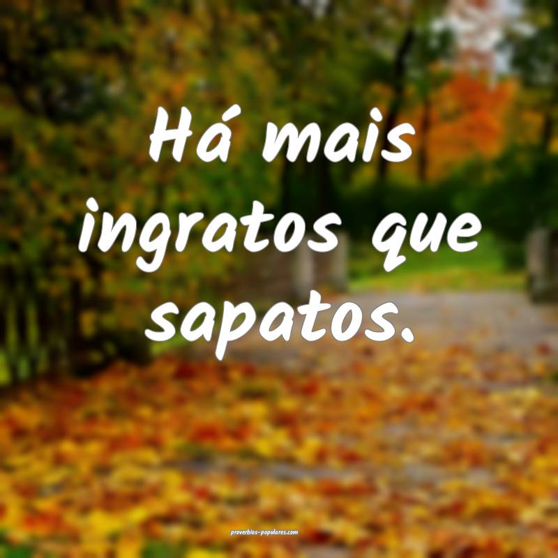 Há mais ingratos que sapatos.
...