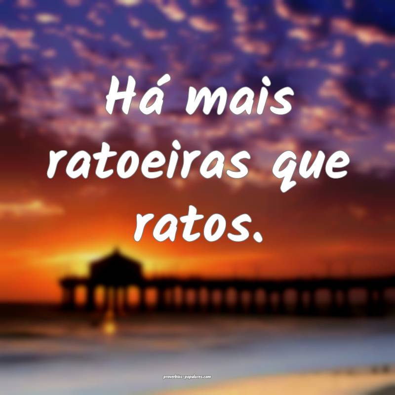 Há mais ratoeiras que ratos.
...