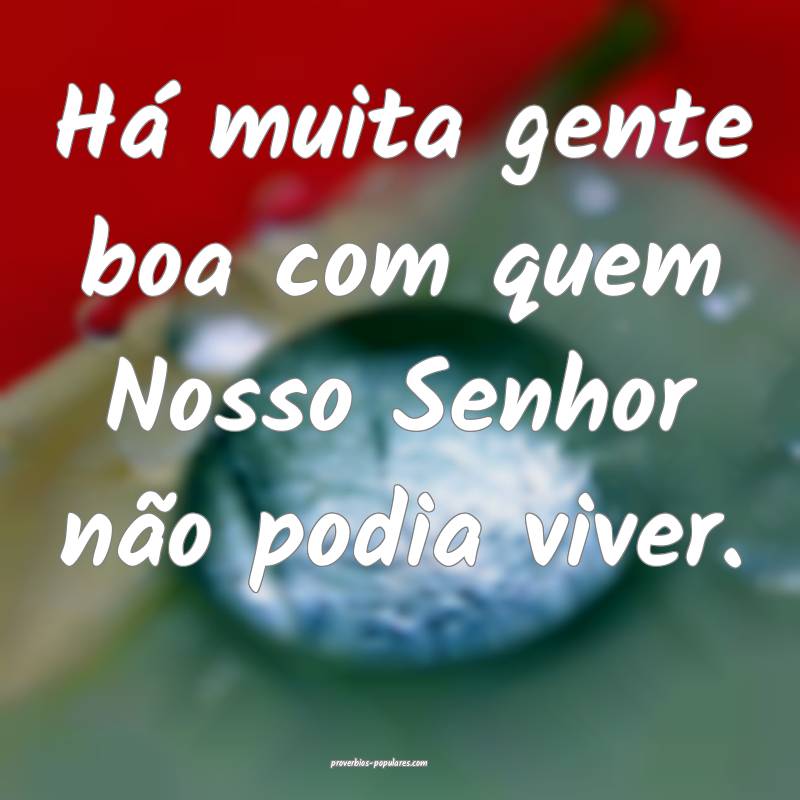 Há muita gente boa com quem Nosso Senhor não pod ...