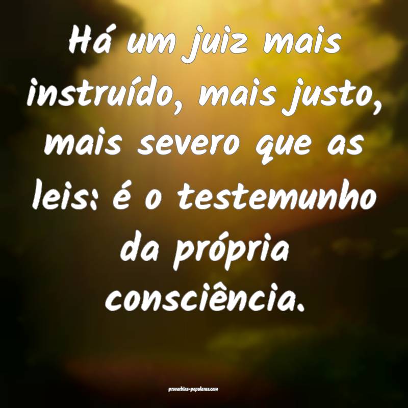 Há um juiz mais instruído, mais justo, mais severo que as leis: é o...