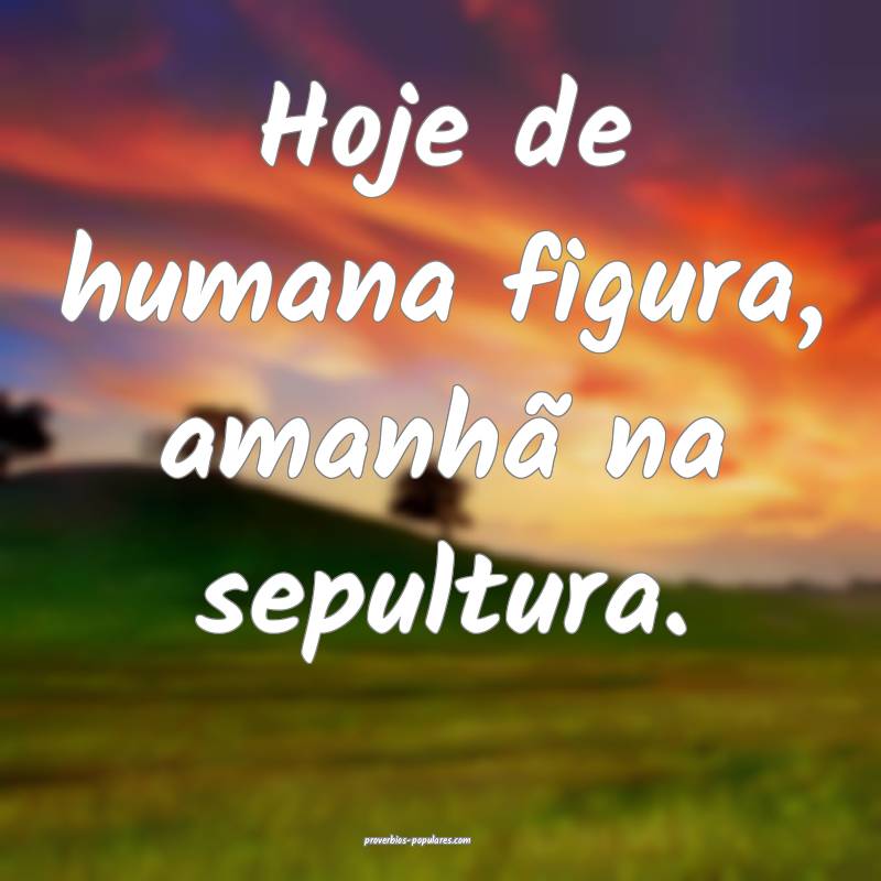 Hoje de humana figura, amanhã na sepultura.
 ...