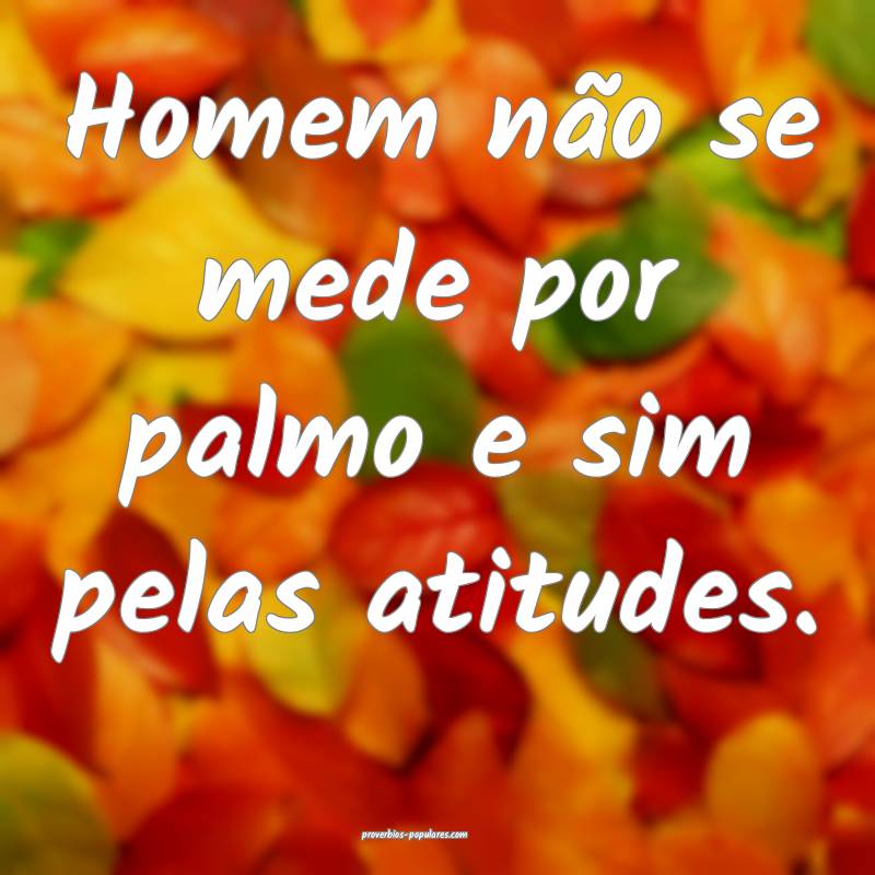 Homem não se mede por palmo e sim pelas atitudes. ...