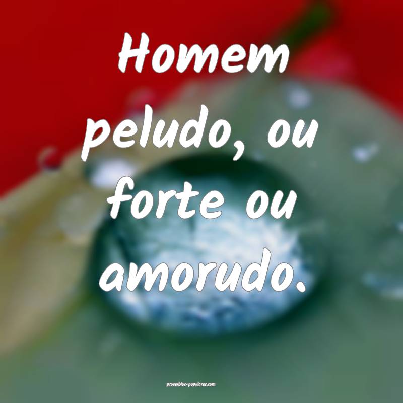 Homem peludo, ou forte ou amorudo.
...