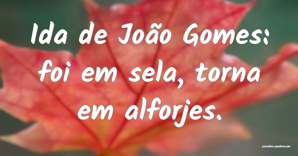 Ida de João Gomes: foi em sela, torna em alforjes.
...