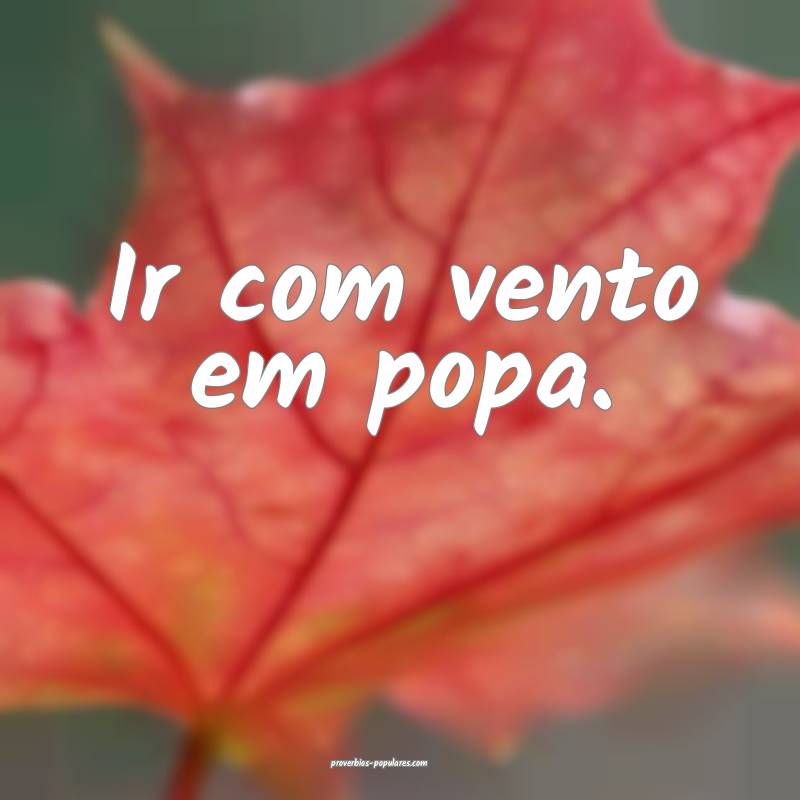 Ir com vento em popa.
 ...
