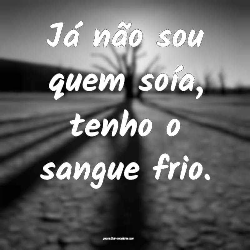 Já não sou quem soía, tenho o sangue frio.
...
