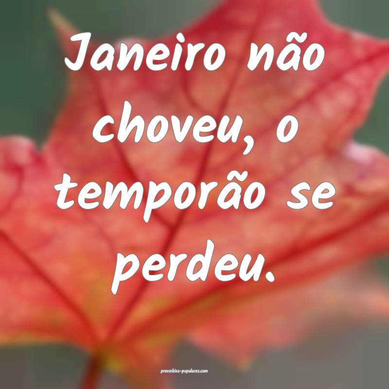 Janeiro não choveu, o temporão se perdeu.
 ...