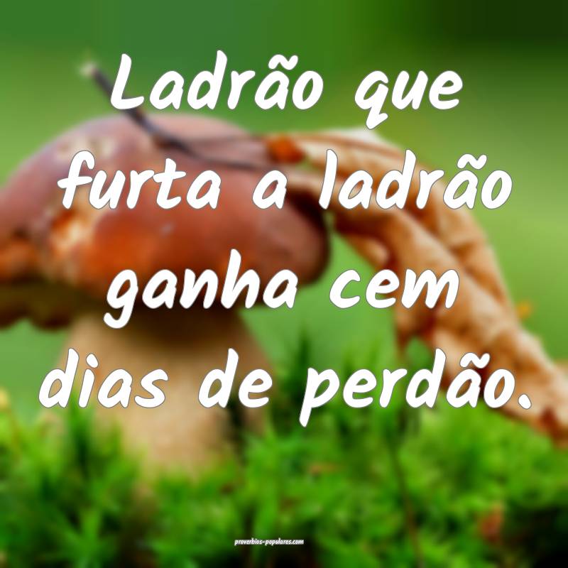 Ladrão que furta a ladrão ganha cem dias de perd ...