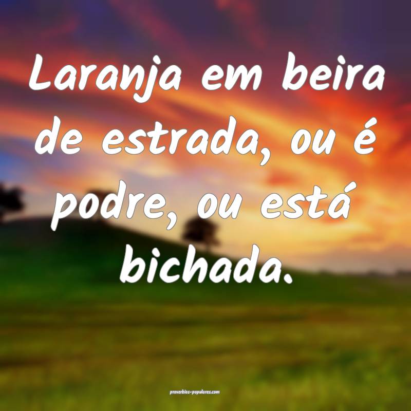 Laranja em beira de estrada, ou é podre, ou está bichada.
...