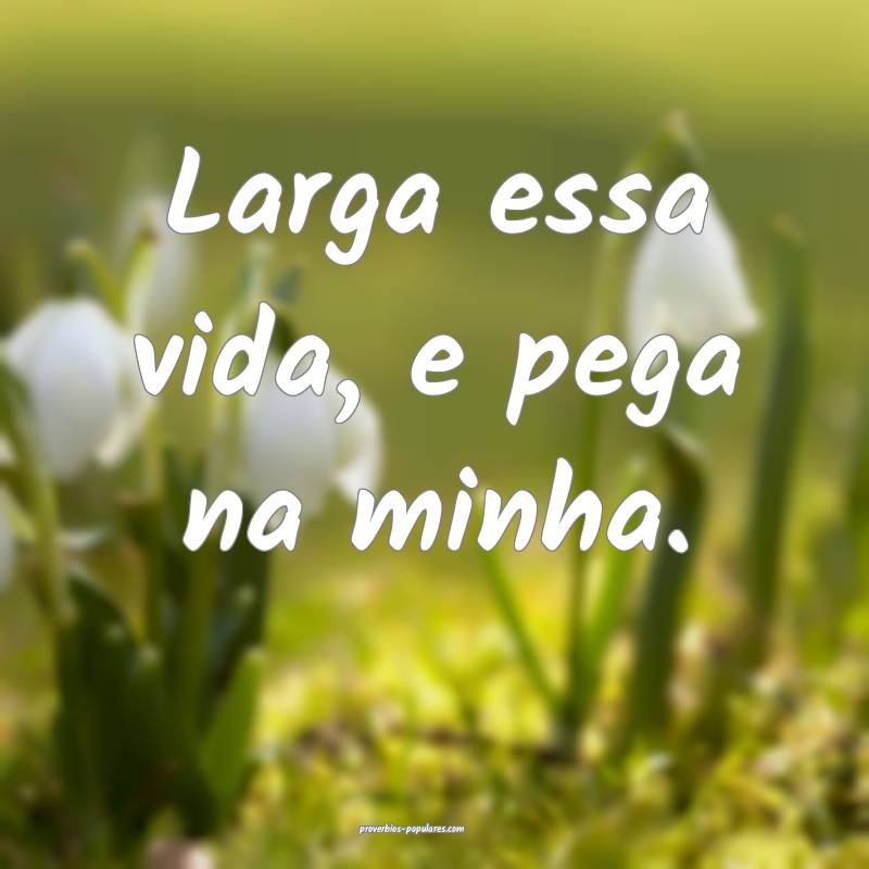 Larga essa vida, e pega na minha.
 ...