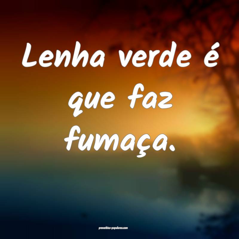 Lenha verde é que faz fumaça.
...