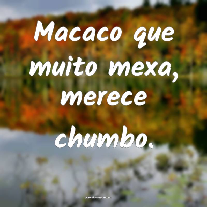 Macaco que muito mexa, merece chumbo.
...