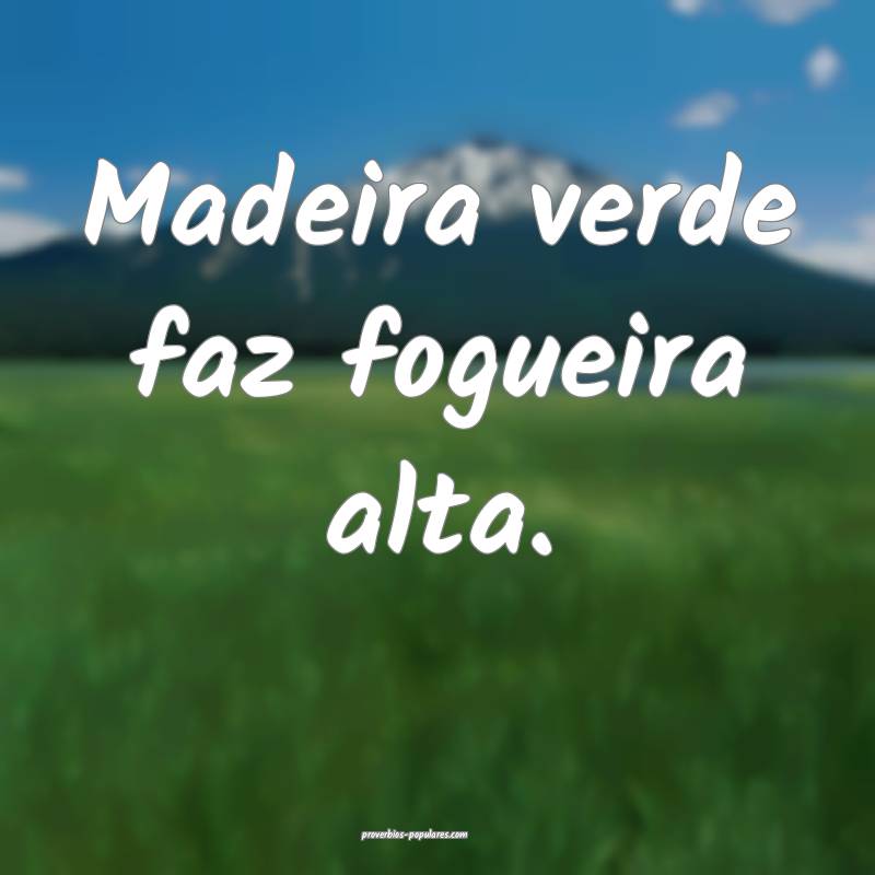Madeira verde faz fogueira alta.
...