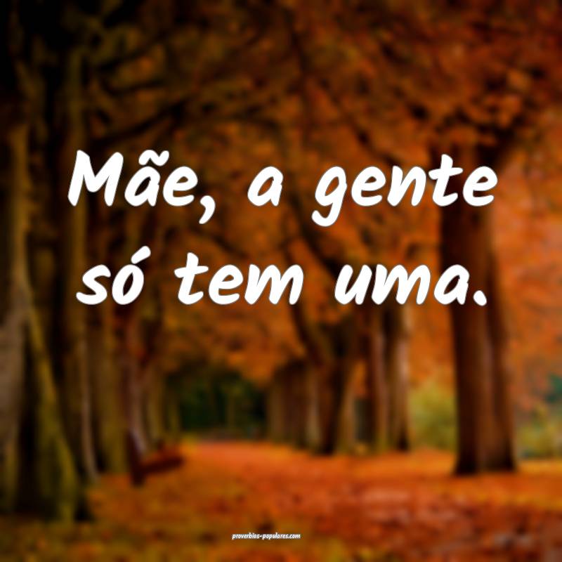 Mãe, a gente só tem uma.
 ...