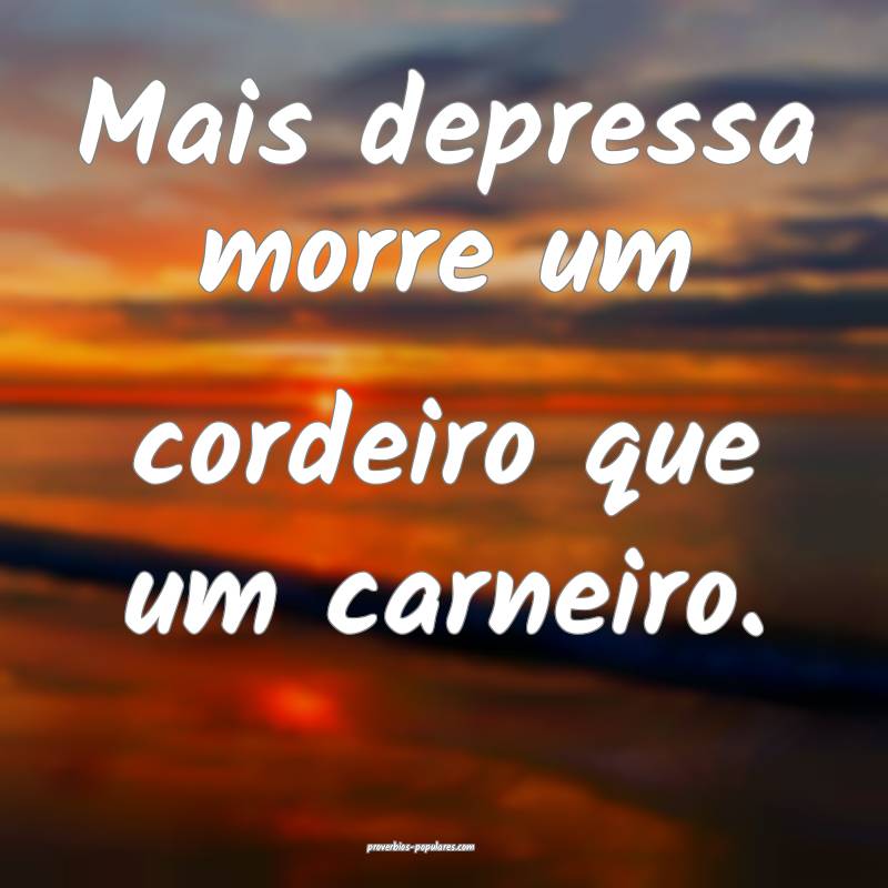 Mais depressa morre um cordeiro que um carneiro.
 ...