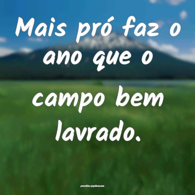 Mais pró faz o ano que o campo bem lavrado.
 ...