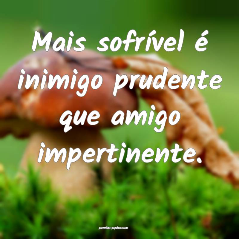 Mais sofrível é inimigo prudente que amigo impertinente.
...