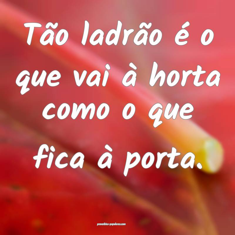 Tão ladrão é o que vai à horta como o que fica à porta. 
...