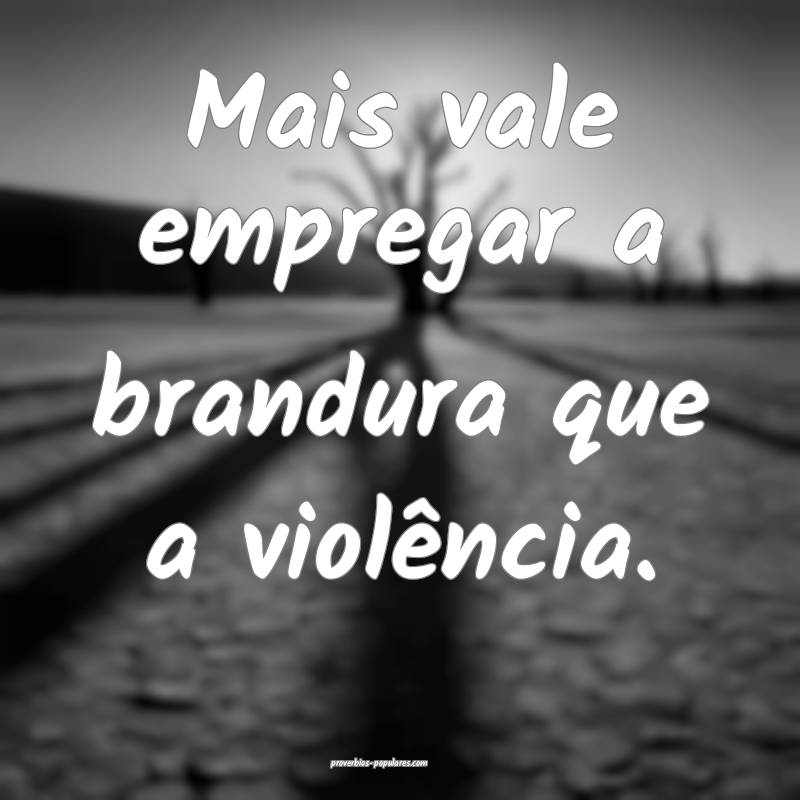Mais vale empregar a brandura que a violência.
...