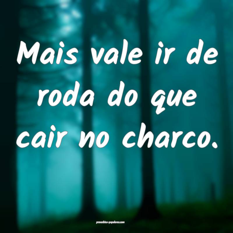 Mais vale ir de roda do que cair no charco.
...