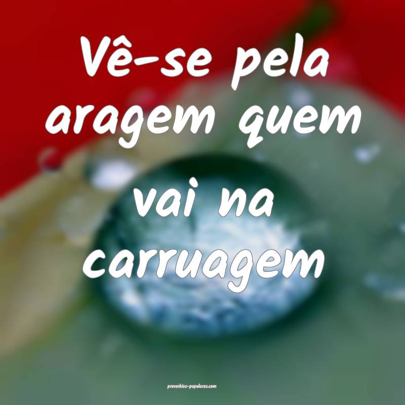 Vê-se pela aragem quem vai na carruagem 
...