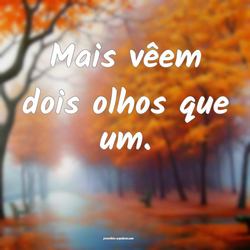 Mais vêem dois olhos que um.
...