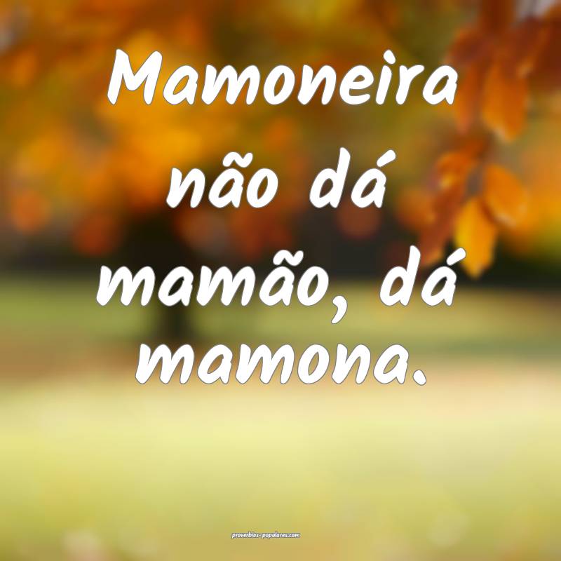 Mamoneira não dá mamão, dá mamona.
 ...