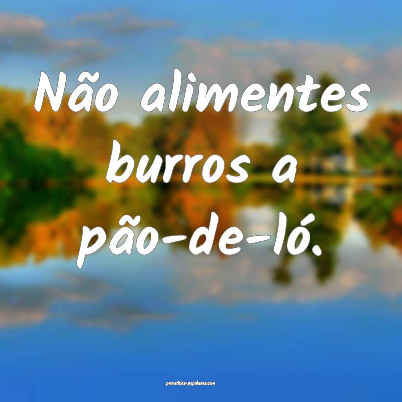 Não alimentes burros a pão-de-ló.
...