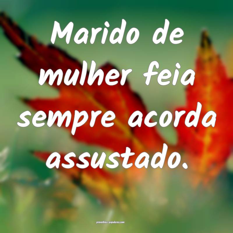 Marido de mulher feia sempre acorda assustado.
...