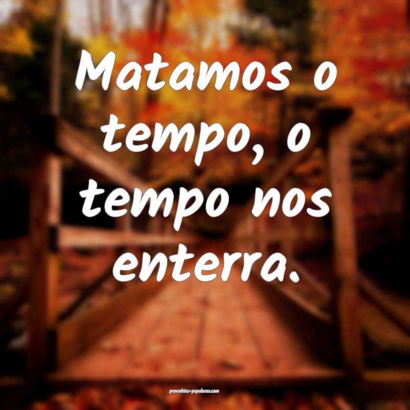 Matamos o tempo, o tempo nos enterra.
 ...