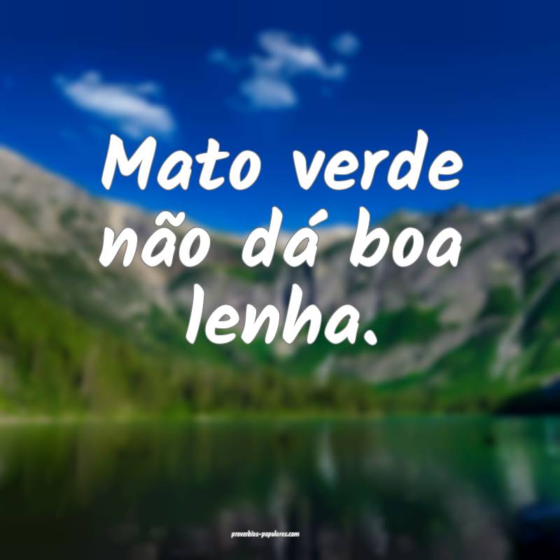 Mato verde não dá boa lenha.
...