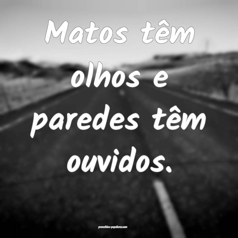 Matos têm olhos e paredes têm ouvidos.
...