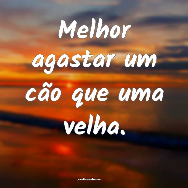 Melhor agastar um cão que uma velha.
 ...