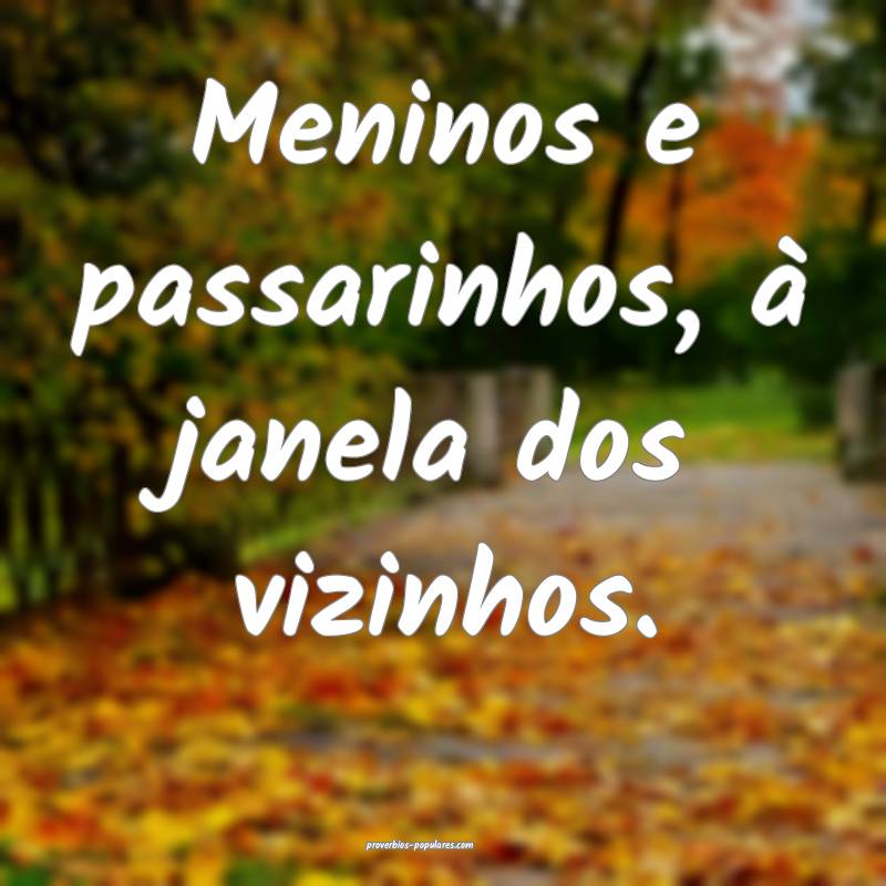 Meninos e passarinhos, à janela dos vizinhos.
...