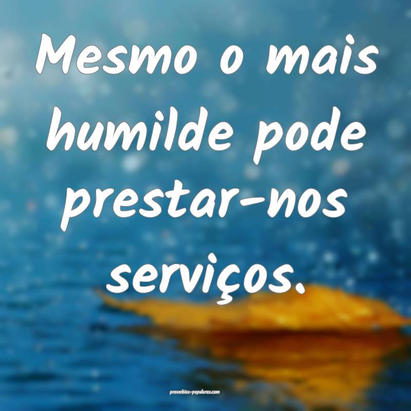 Mesmo o mais humilde pode prestar-nos serviços.
 ...