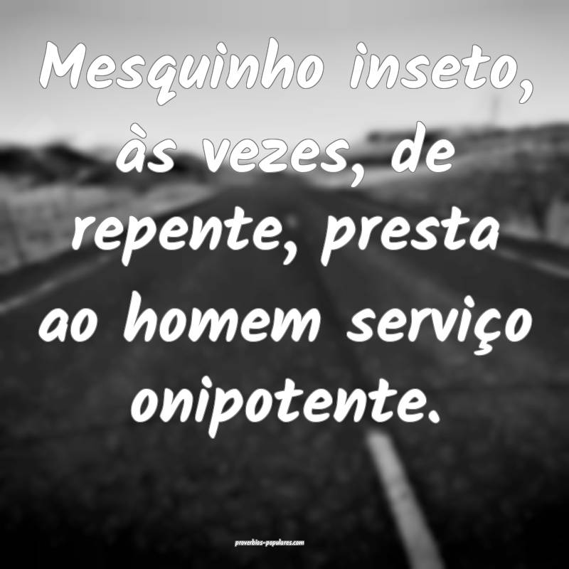 Mesquinho inseto, às vezes, de repente, presta ao homem serviço onip...