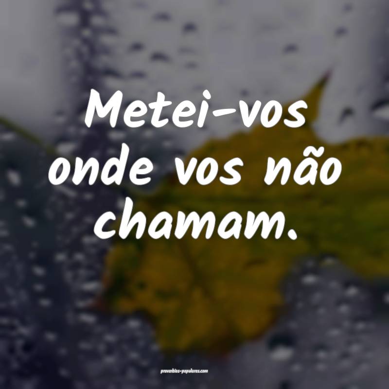 Metei-vos onde vos não chamam.
 ...