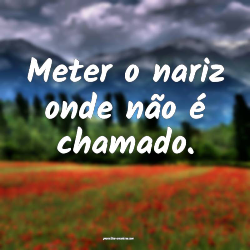 Meter o nariz onde não é chamado.
...