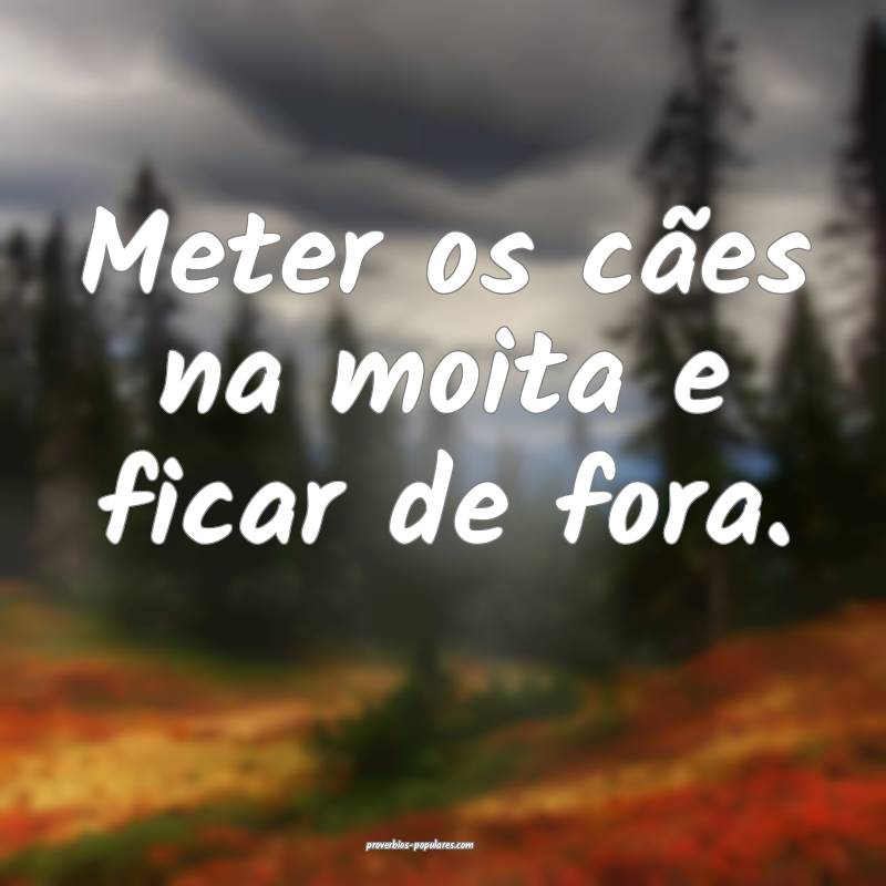 Meter os cães na moita e ficar de fora.
...