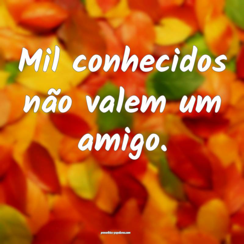 Mil conhecidos não valem um amigo.
 ...