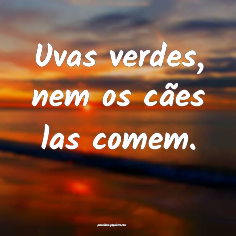 Uvas verdes, nem os cães las comem.
...