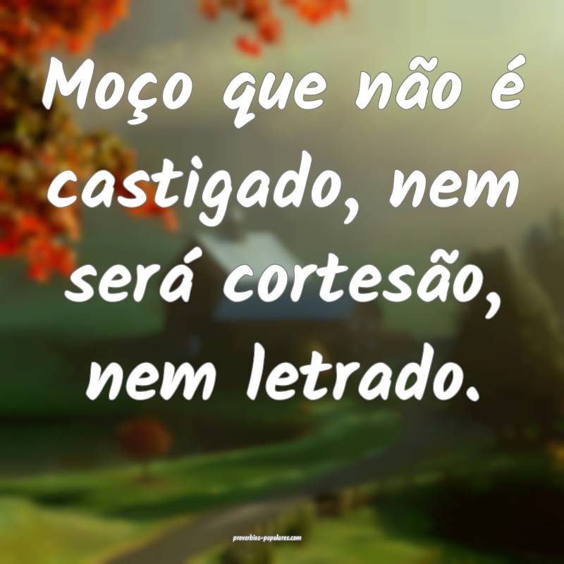 Moço que não é castigado, nem será cortesão, nem letrado.
...