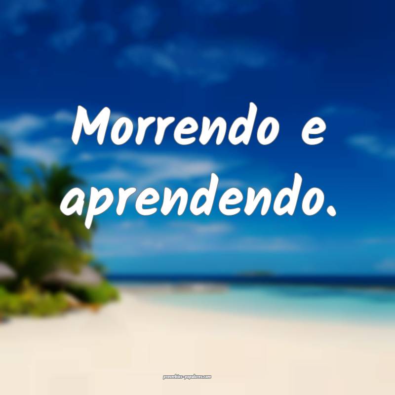 Morrendo e aprendendo.
...