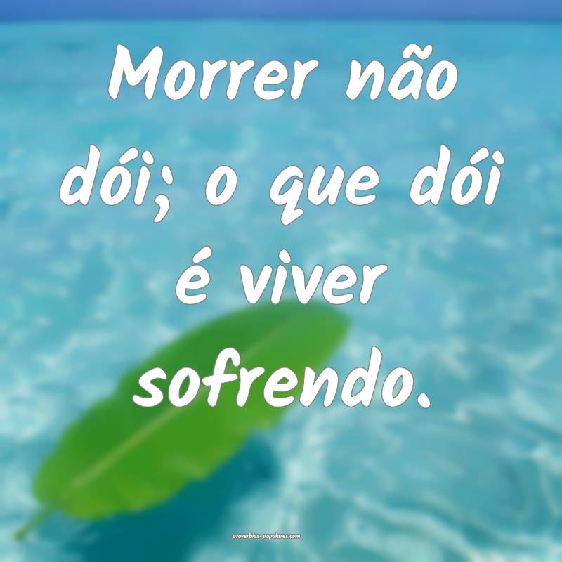 Morrer não dói; o que dói é viver sofrendo.
...