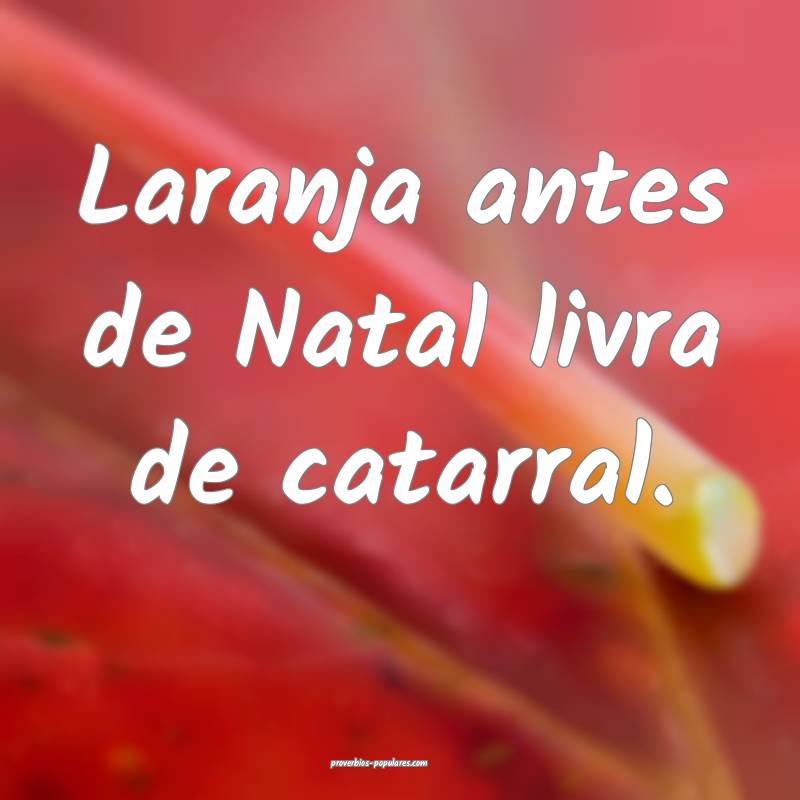 Laranja antes de Natal livra de catarral.
...