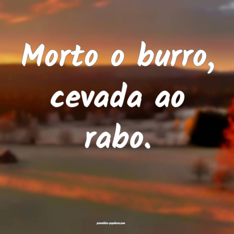Morto o burro, cevada ao rabo.
...